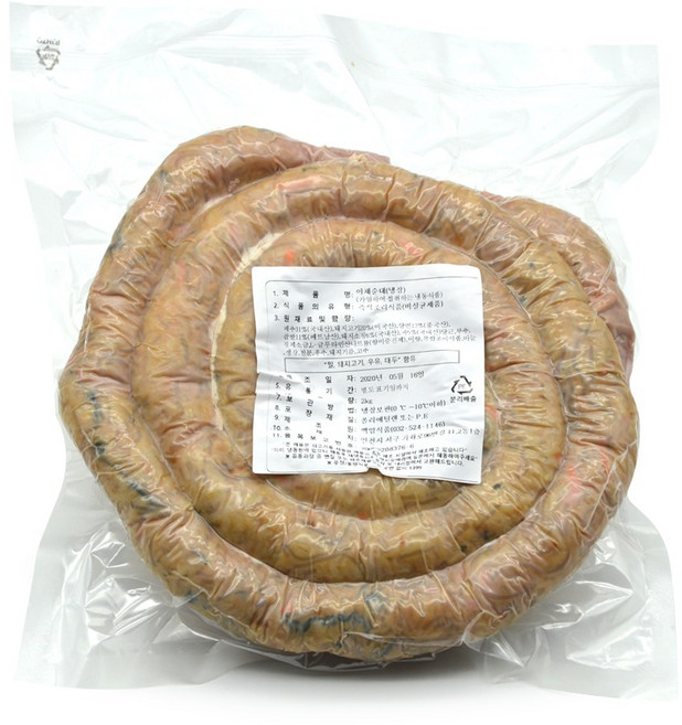 [백암식품] 가마솥 백순대 2kg / 야채순대 찰순대 백암순대 간 허파 부산물 내장 탕육 곱창 머리고기 탕거리, 1개