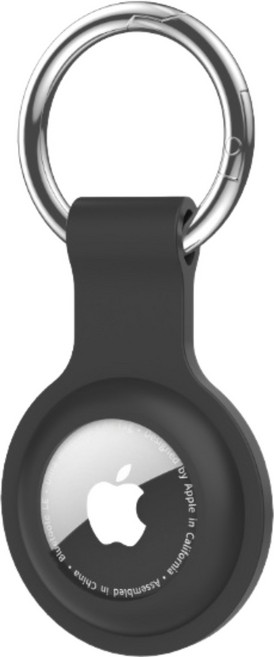 Apple AirTag鑰匙圈保護套 矽膠材質 輕便防丟, 黑色, 1個