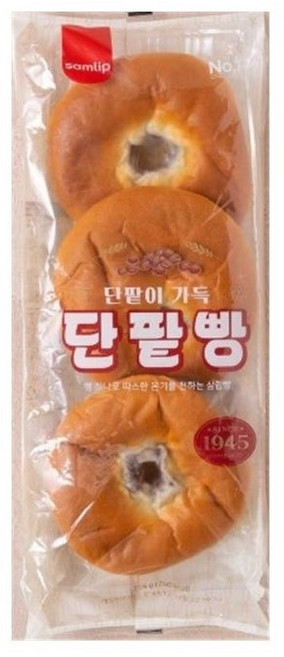 삼립 부드러운 빵 속 진한 단팥빵, 3개, 255g
