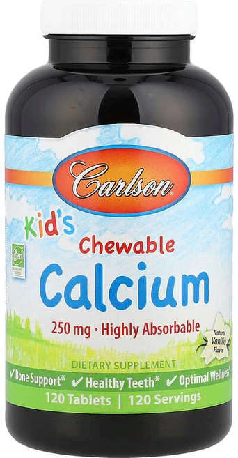 칼슨 츄어블 칼슘 내추럴 바닐라 250mg 120정, 1개, x - 쿠팡