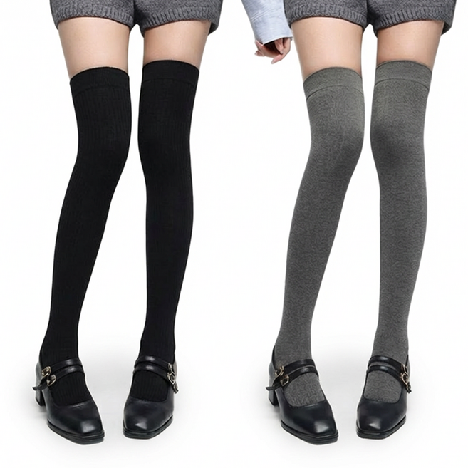 ZHEYE 베이직 골지 니삭스 무릎위와 무릎아래 두가지 길이