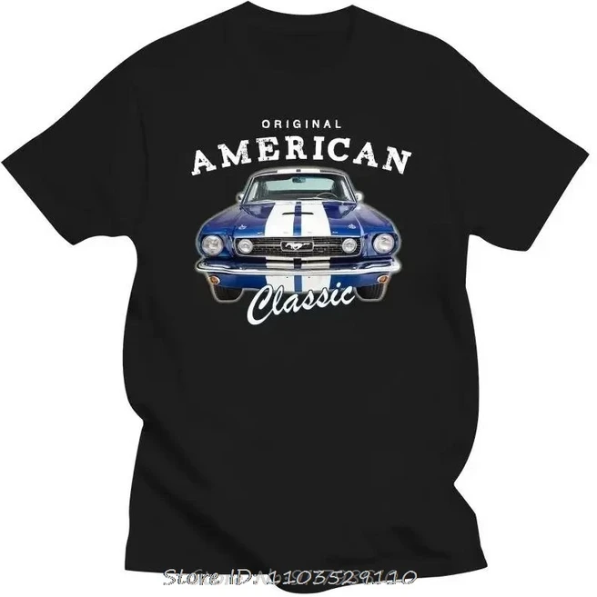 머스탱 아메리칸 머스탱 머슬카 레저 용수철 티셔츠 오버사이즈 코튼 티셔츠 남성 의류 무료, 02 XS(안전구조장비), 05 black