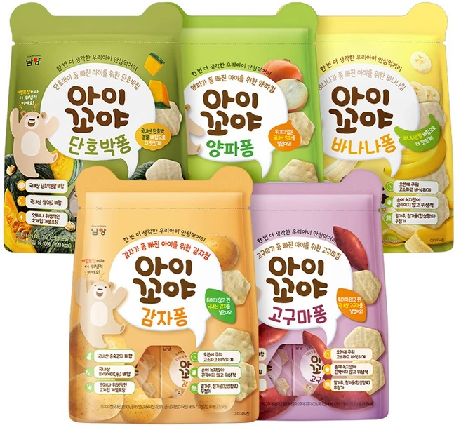 아이꼬야 아기과자 고구마/양파/감자/단호박/바나나퐁 5종 1개씩, 30g, 5개 - 쿠팡