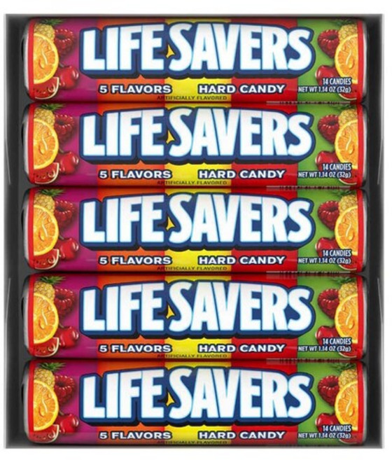 Lifesavers Life Savers Five Flavors Hard Candy 라이프 세이버 과일맛 하드 캔디 5가지 맛 사탕 연말선물 여행간식 산타양말 크리스마스 스낵 파티 과자 32g 20팩, 20개