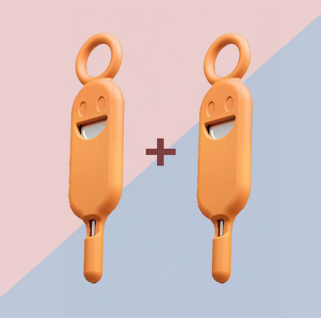 인밸 휴대폰 유심핀 보관 키링 1+1 교체핀 칩 수납 유심 제거핀, 1세트, 오렌지+오렌지