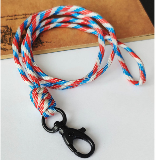 七芯傘繩多功能掛脖繩 證件手機通用, 藍條紋, 1個
