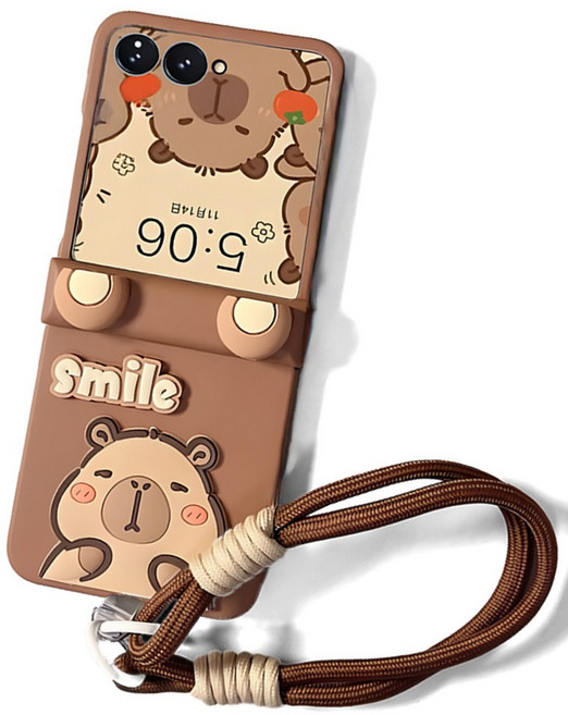 HAILO 카피바라 캐릭터 갤럭시 z플립 힌지 보호 스트랩 케이스