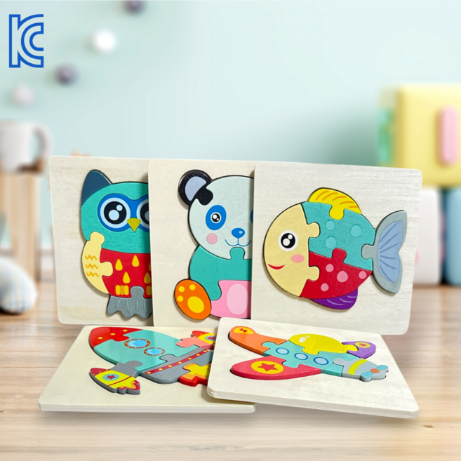 유아 원목 퍼즐 10x10cm 5종 몬테소리 학습교구 소근육 발달 장난감 KC인증, 1개, 5피스