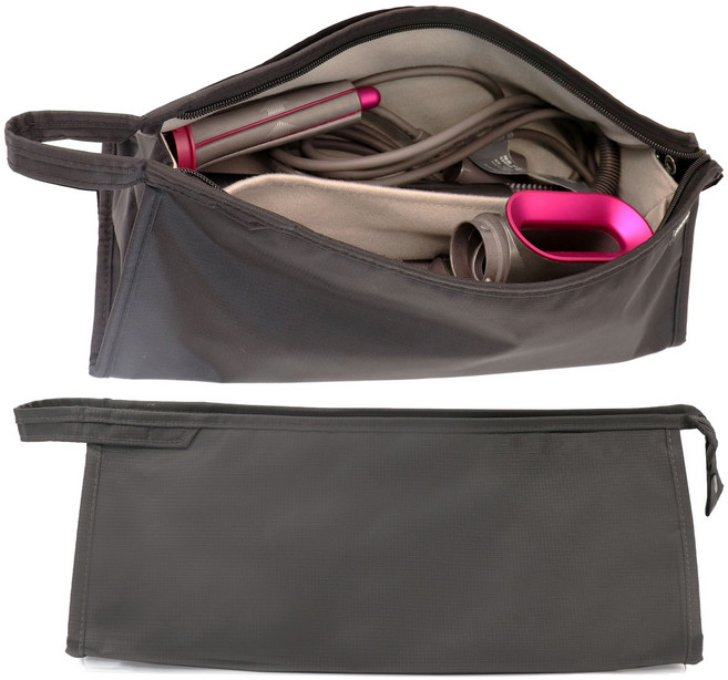 쿠넬 휴대용 드라이기 방수 파우치 가방 분리형수납 지퍼형 잠금, 차콜, 1개