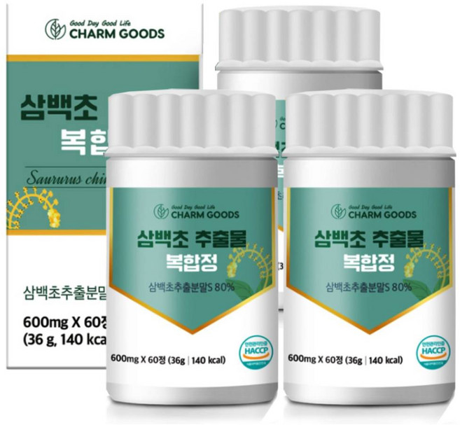 국산 삼백초 추출물 분말 복합 정 HACCP인증, 3개, 60정