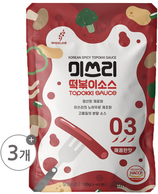 미쓰리 떡볶이 소스 03매콤한맛, 100g, 3개