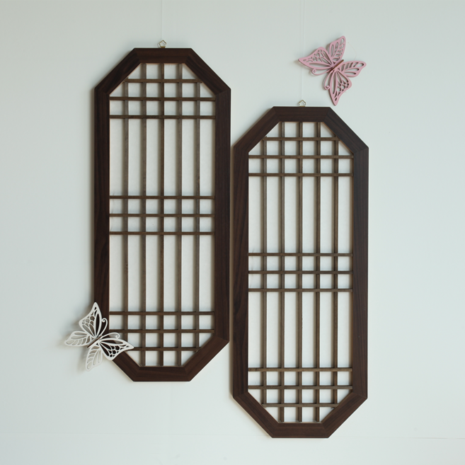 전통 팔각 창호 긴 팔각문 옛날 창문 벽장식 한옥문 전통 소품