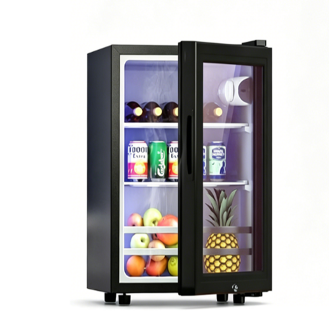 樂尊 商業/家用冰箱 七段調溫 立式玻璃門展示櫃, 58L黑色,110V, 黑色, 110v