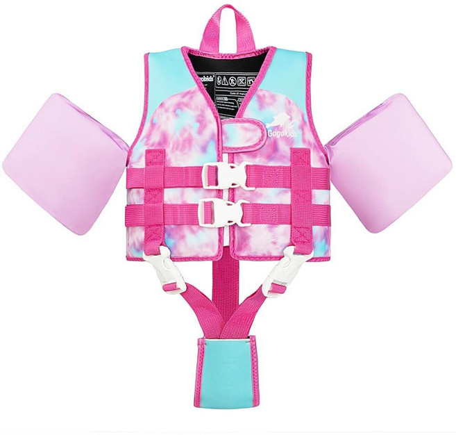 Gogokids 유아용 수영 조끼 15~29.9kg(33~65파운드) 플로티 워터 윙 암 플로트 조절 가능한 안전 스트랩이 있는 재킷 만 2 3 4 5 6세 여아 및 남, 주황색