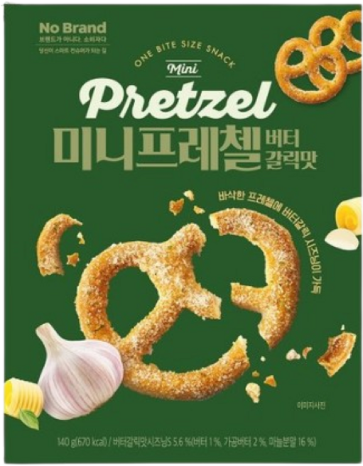 노브랜드 미니프레첼버터갈릭맛, 3개, 140g