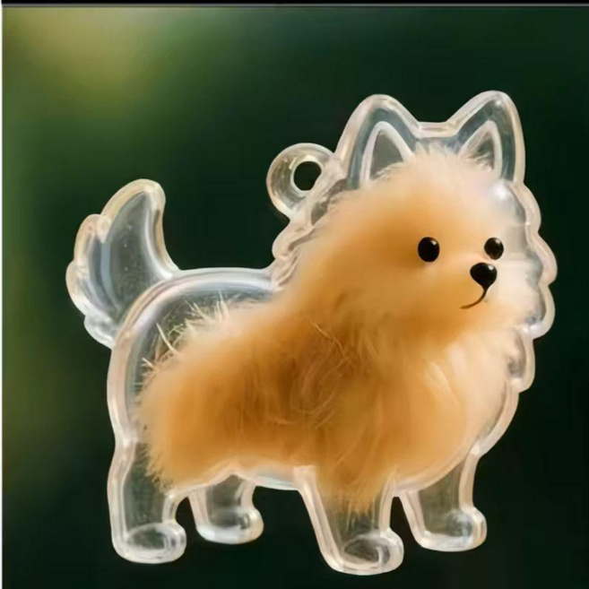 강아지 털 보관함 투명 키링 미니 캡슐 애견 추억 보관 키홀더 데코 키체인, 1개, 투명 포메