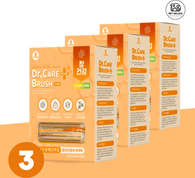 유통기한임박 닥터케어브러쉬 플러스 강아지 가수분해 간식 치석제거 덴탈껌, 3개, 260ml, 장건강