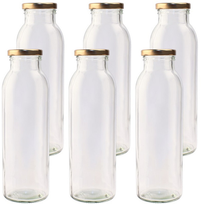 가인글로벌 우유병500 유리병 골드캡, 6개, 500ml