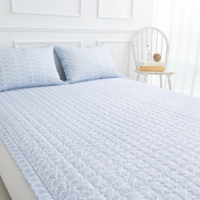 다가치 조용한 뮤트 침대방수패드 네모퉁이 고정밴드 SS/Q/K 패밀리사이즈, 인견 뮤트 아루_그레이