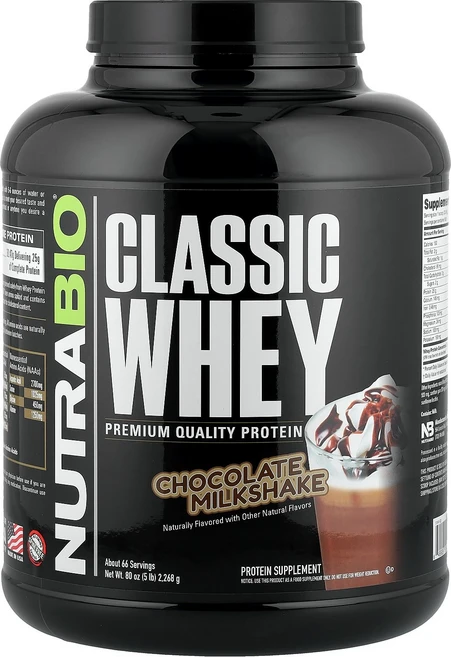 뉴트라바이오 NutraBio Classic Whey Protein Chocolate Milkshake 5 lbs 2 268 g, 1개 - 쿠팡