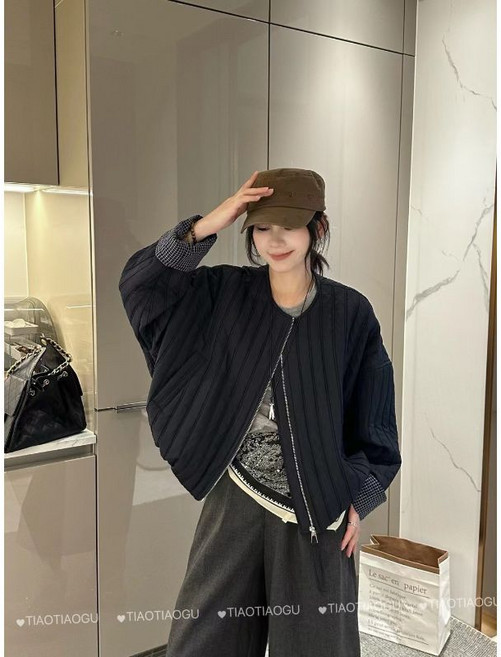 短款夾棉棒球外套 女款