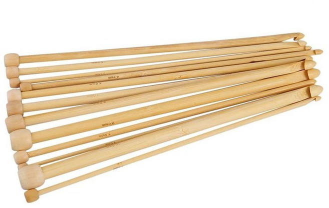 자연 색상 천연 대나무 싱글 포인트 아프간 튀니지 크로셰 후크 바늘 길이, 기본, 1개