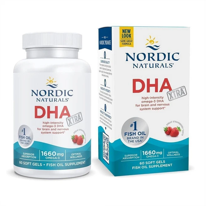노르딕내츄럴스 DHX Xtra 오메가3 1660mg DHA 960/ EPA 410 딸기맛 60정, 1개 - 쿠팡