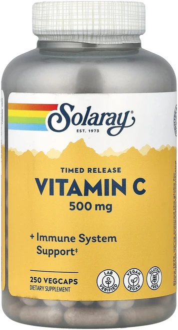 Solaray 서방형 비타민C 베지 캡슐 250정 Solaray (솔라레이), Solaray, 서방형 비타민C, 베지 캡슐 250정, 1개 - 쿠팡