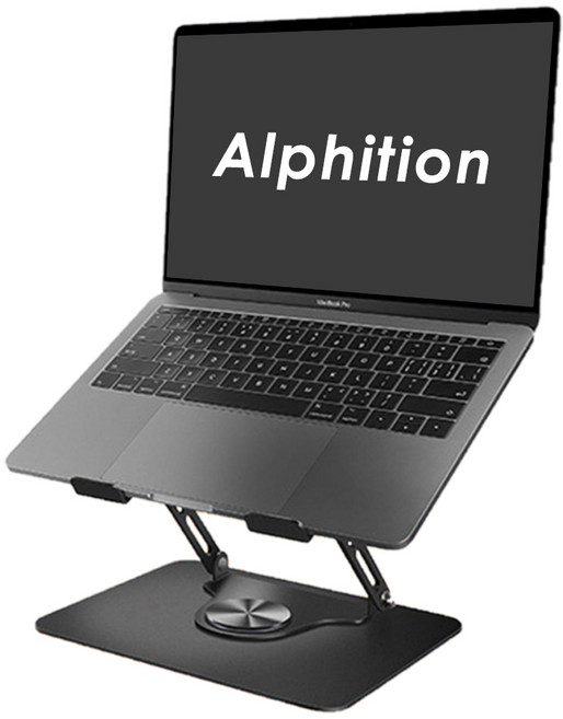 알피션 노트북 거치대 높이조절 받침대 360도 회전 스탠드, 1개, 노블블랙