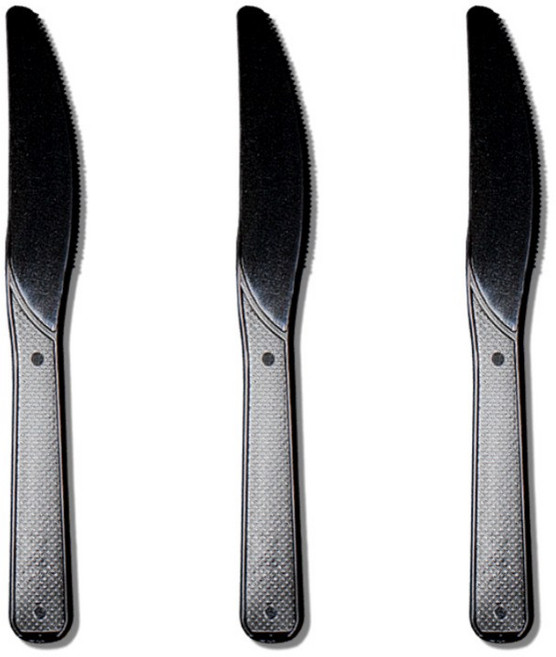 16.5cm 일회용 나이프 빵칼 일회용 케이크 칼 검정 벌크포장 100개입, 1개