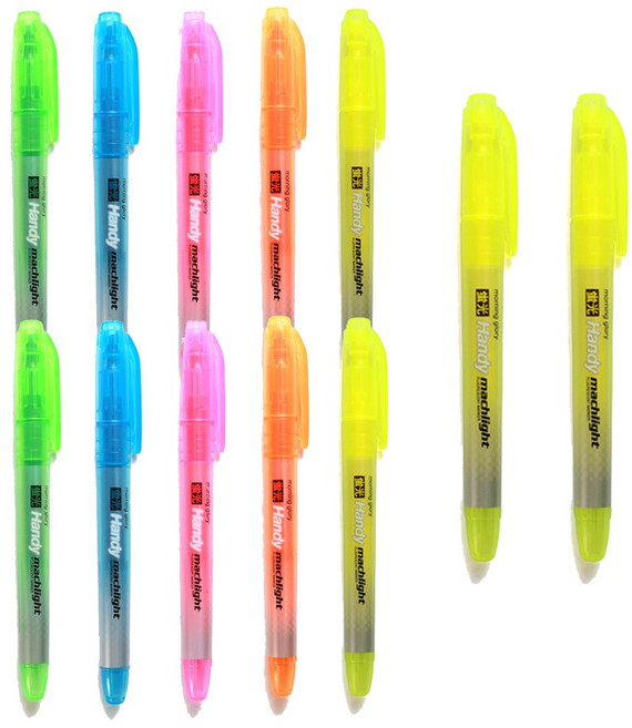 모닝글로리 400 뉴핸디 마하라이트 형광펜 12p, 5색