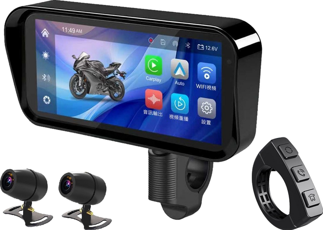 領先者 K9 PRO CarPlay 摩托車行車記錄器 雙SONY鏡頭 胎壓偵測 BSD盲區偵測 GPS軌跡 IP67防水, 1個, K9標配 (新款有遮陽罩)+64G卡