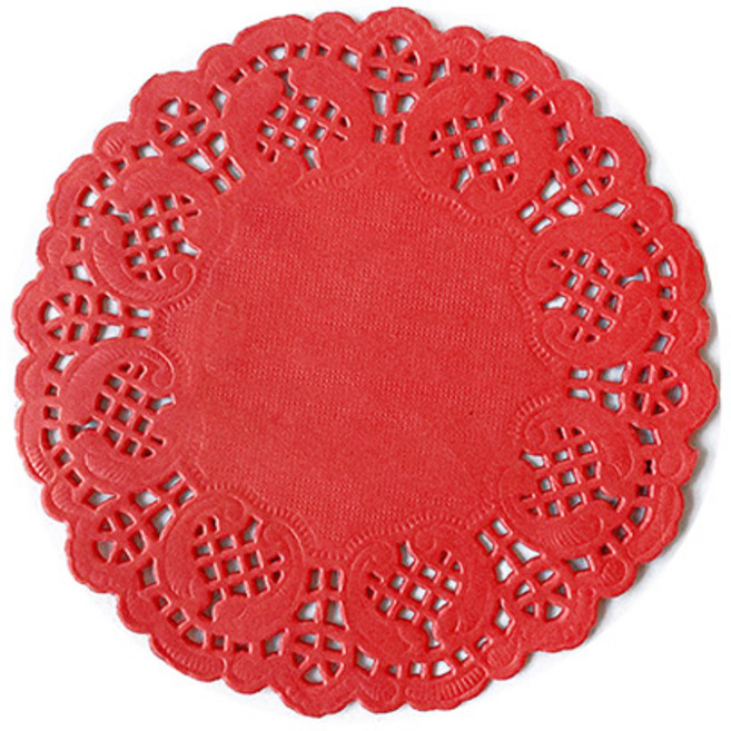 도나앤데코 릴라 레이스 도일리 페이퍼 원형 8.8cm, 빨강, 500개