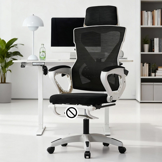 Takata 인체공학 디자인의 넓은 좌석 게이밍 의자 발받침 포함 편안한 메쉬 컴퓨터 사무용 의자 WY2, 연한 검은색