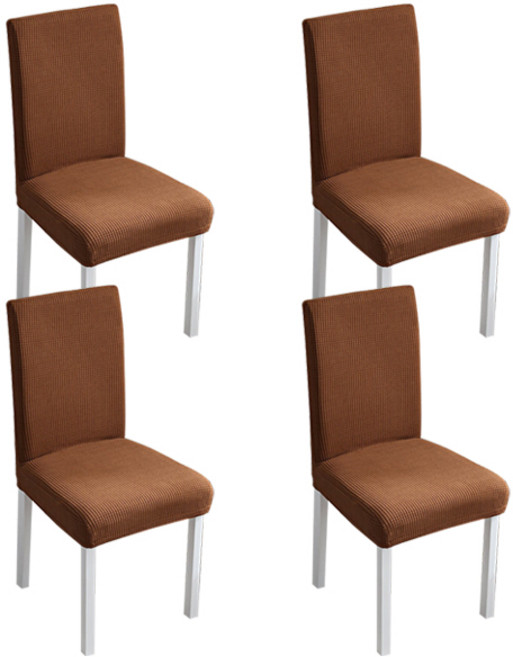 해피앤몰 식탁 의자커버 4p세트, 브라운4p