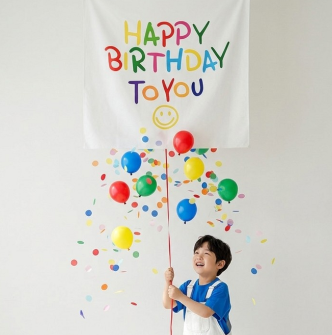 서프라이즈 현수막 풍선 생일 세트, 1개, 스마일