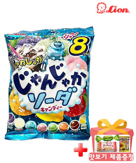 라이온 잔자카소다 캔디 일본 사이다 소다캔디 맛보기 제공, 114g, 4개