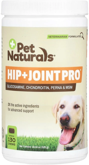 Pet Naturals Hip + Joint Pro 반려견용 츄잉껌 130개입 520g(18.34oz) Naturals (펫 내추럴스) - 쿠팡