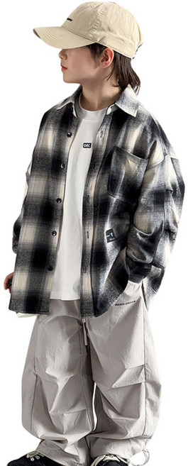 삐삐네옷가게 초등학생 남아 보이 워싱 체크 남방