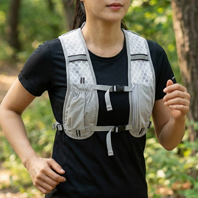 코드메인 초경량 러닝조끼 남녀공용 등산 아웃도어 가방, 그레이