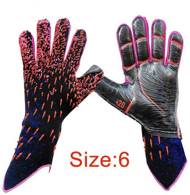 라텍스 두꺼운 축구 골키퍼 장갑 성인 청소년 스포츠 훈련 및 경기 전문 장갑, Red 6, 1개