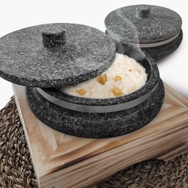 [국내천연 100%] 돌솥 뚝배기 돌솥밥 3인용 누룽지 숭늉 (나무받침세트), 1)15cm(1인용) 돌솥 나무받침세트, 1세트, 15cm