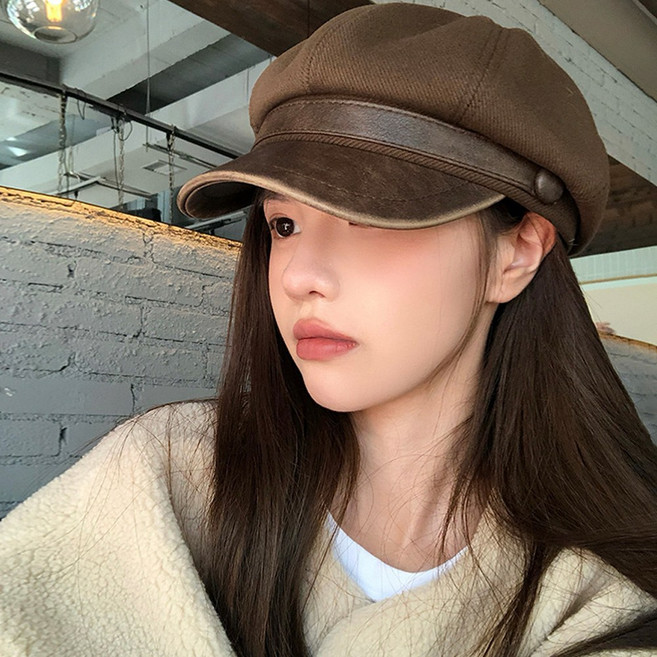 salimm 여성 얼굴작아보이는 복고풍 조절가능 팔각모자 베레모