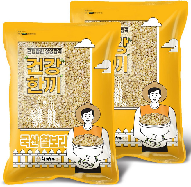 한끼농산 국산 찰보리 2026년산 햇곡, 2kg, 2개