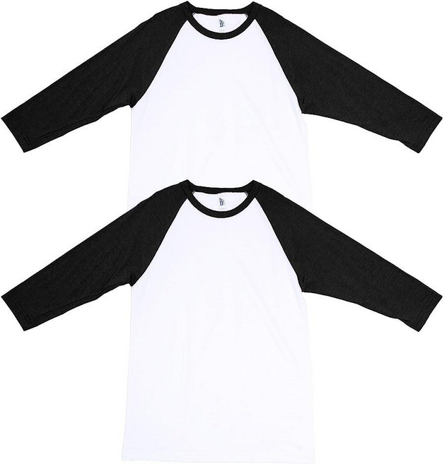 American Apparel 유니 CVC 래글런 티셔츠 스타일 G2003CVC 2팩 헤더 차콜/블랙 (2팩) 151953 5933488274