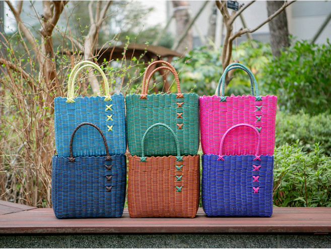 스티치빨대가방 큐브빨대가방 2가지라인 대중소 피크닉 라탄 왕골 물놀이