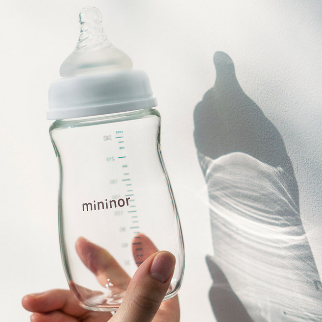 미니노어 신생아 스마트 수유 유리젖병 160ml 240ml, 1단계, 1개