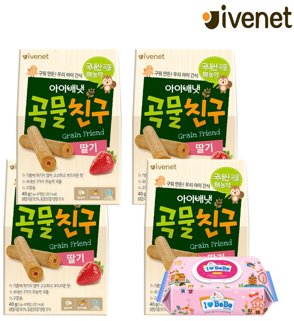 [아이배냇]곡물친구 4종, 40g, 1세트, 곡물친구 딸기4개