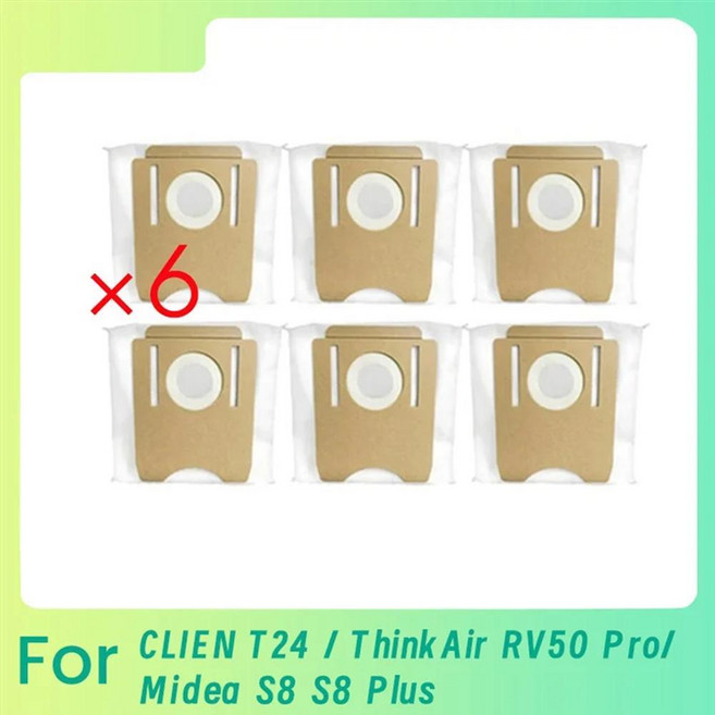 CLIEN T24 Thinkair RV50 Pro Midea S8 S8 Plus 소모품 먼지 봉투 부직포 가방 스위퍼 액세서리 청소 도구, 02 As Shown 6Pcs, 1개