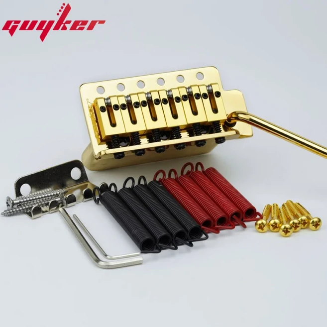 GUYKER 일렉트릭 기타 트레몰로 브릿지 황동 새들 및 베이스 용수철 ST GG1001 용 1 세트, 03 GD